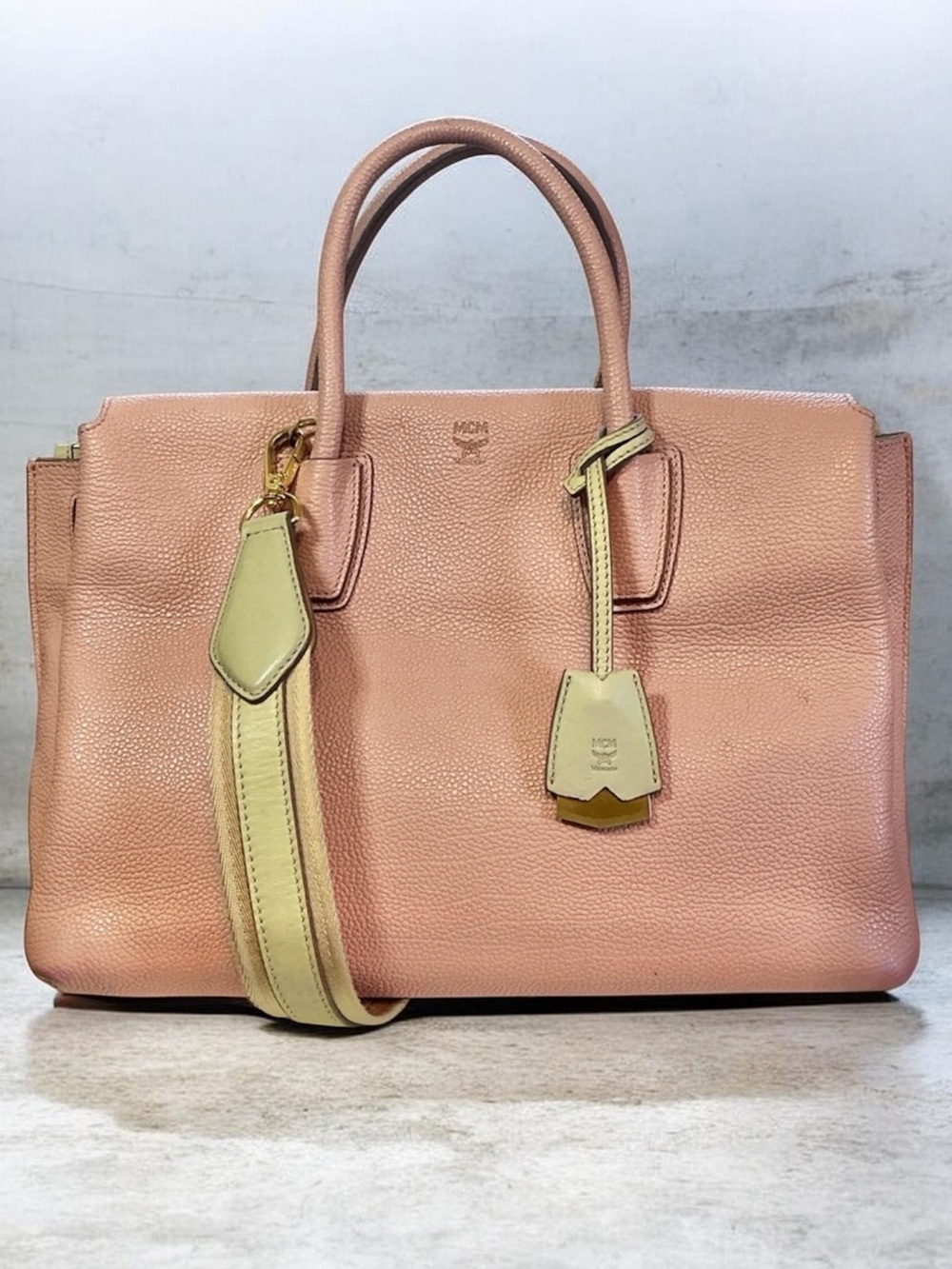 MCM Medium Milla Leather Tote & Shoulder Bag Pink & Tan MSRP $1,280 EUC